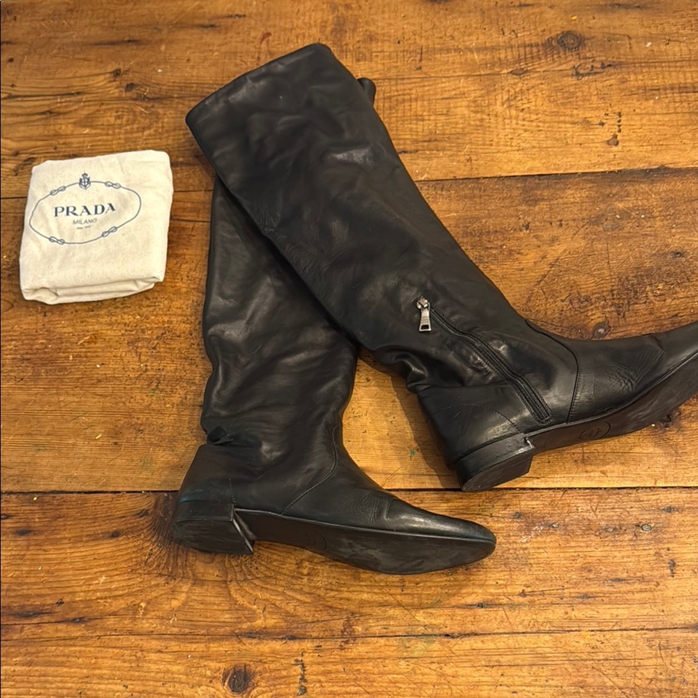 Prada Women's Black Over the Knee Boots
